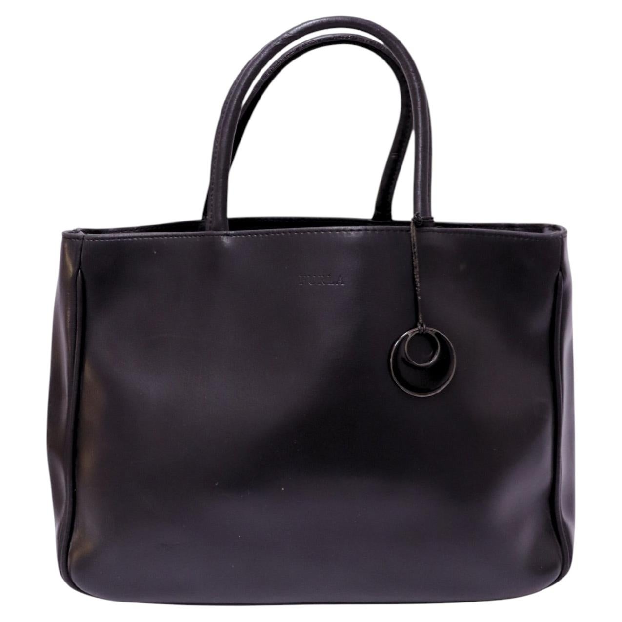 Bolso tote de cuero negro de Furla
