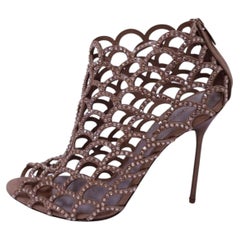 Sergio Rossi Crystal Embellished Cage Open-Toe Heels - EU 39