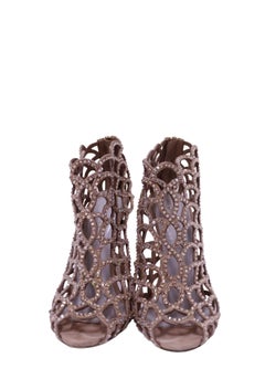 Sergio Rossi Crystal Embellished Cage Open-Toe Heels - EU 39