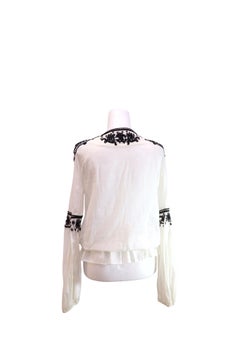 Roberto Cavalli Embroidered Peasant Blouse White & Black - EU 42