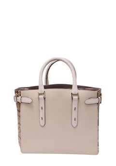 Aspinal of London Cream Leather Tote Bag with Python Trim