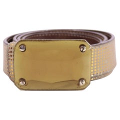 Fendi-Gürtel aus strukturiertem Metallic-Leder mit vergoldeter Schnalle – EU 34