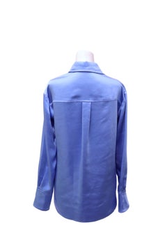 A.L.C. Blue Satin Long Sleeve Button-Up Shirt - US 0 / EU 32