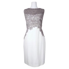 Ralph Lauren White & Grey Lace Detail Dress - US 14 / EU 44