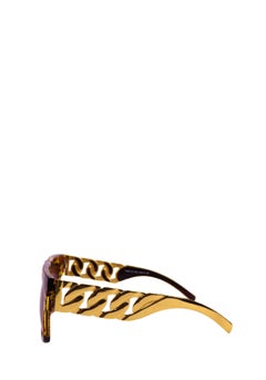 Occhiali da sole Dolce & Gabbana con montatura squadrata massiccia in stile tartaruga e stanghette dorate