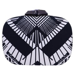 Karen Millen Black & White Geometric Print Box Clutch