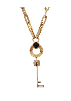 Fendi Gold-Tone Key Pendant Chain Necklace