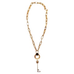 Fendi Gold-Tone Key Pendant Chain Necklace