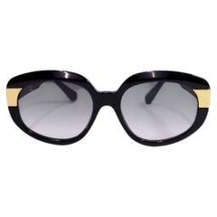 Louis Vuitton Black Oversized Oval Sunglasses with Gold Hardware