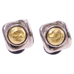 Yves Saint Laurent Two-Tone Clip-On Earrings
