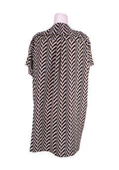 Lanvin Black & Beige Geometric Print Silk Blouse - L