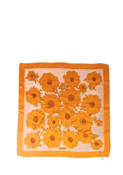 Foulard quadrato in seta con motivo floreale arancione di Salvatore Ferragamo