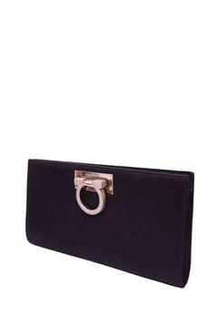 Salvatore Ferragamo Black Gancini Chain Clutch