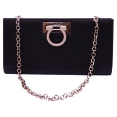 Salvatore Ferragamo Black Gancini Chain Clutch