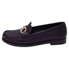 Salvatore Ferragamo Black Leather Gancini Loafers - EU 36