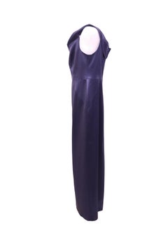 Karen Millen Navy Off-Shoulder Satin Maxi Evening Dress - US 12 / EU 44