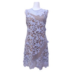 Mini-robe « Self-Portrait » en dentelle guipure à motifs floraux bleu ciel - taille US 8 / EU 40