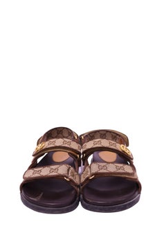Sandalias Gucci de lona GG con doble G y cierre de velcro - EU 37