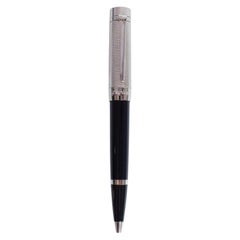 Cartier Santos-Dumont Kugelschreiber mit Palladium-Oberfläche und schwarzem Lack