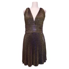 Liu Jo Metallic Pleated V-Neck Cocktail Dress - US 6 / EU 36