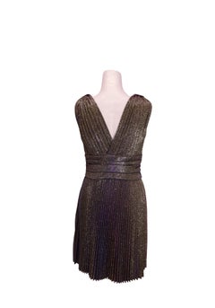Liu Jo Metallic Pleated V-Neck Cocktail Dress - US 6 / EU 36