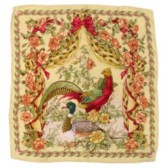 Salvatore Ferragamo Vintage Floral & Bird Print Silk Handkerchief
