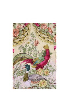 Salvatore Ferragamo Vintage Floral & Bird Print Silk Handkerchief