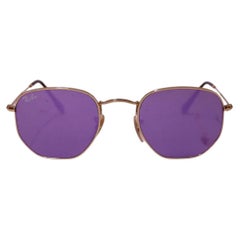 Ray-Ban Gold Hexagonal Purple Lens Sunglasses