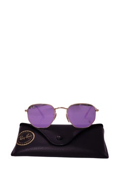 Ray-Ban Gold Hexagonal Purple Lens Sunglasses