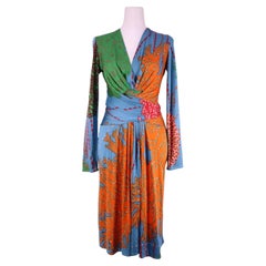 Issa London Mixed Print Silk Wrap Dress - US 4