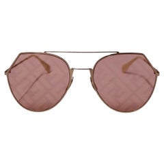 Fendi FF Logo Shield Sunglasses Rose Gold