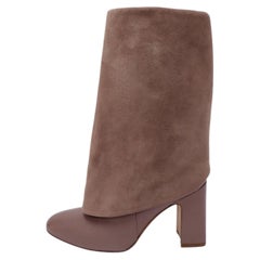 Botas de tacón grueso de ante y piel en color topo de Stuart Weitzman - EU 37