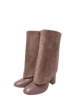 Botas de tacón grueso de ante y piel en color topo de Stuart Weitzman - EU 37
