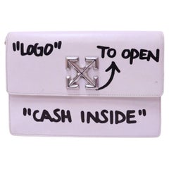 Off-White Quote Jitney Ivory Leather Shoulder Bag