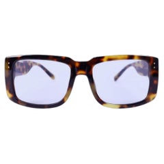 Linda Farrow Tortoiseshell Square Sunglasses with Blue Gradient Lenses