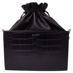 Off-White Black Croc-Embossed Leather Pouch Shoulder Bag