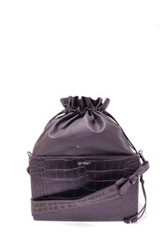 Off-White Black Croc-Embossed Leather Pouch Shoulder Bag
