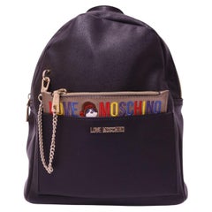 Love Moschino Black Multicolor Logo Backpack