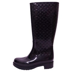 Louis Vuitton Black Monogram Embossed Knee-High Rain Boots - EU 38