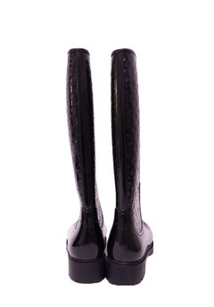 Louis Vuitton Black Monogram Embossed Knee-High Rain Boots - EU 38