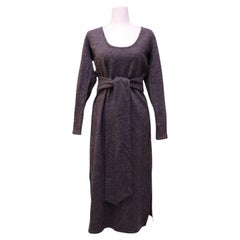 Maje Grey Belted Knit Midi Dress - EU 38