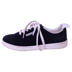 Chanel Navy Suede Low-Top Sneakers - EU 38
