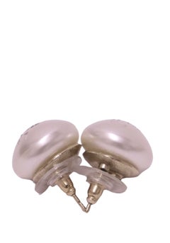 Chanel La Pausa Crystal CC Pearl Stud Earrings