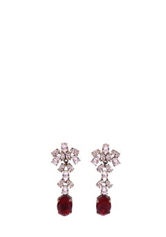 Carolina Herrera Red & Clear Crystal Drop Earrings