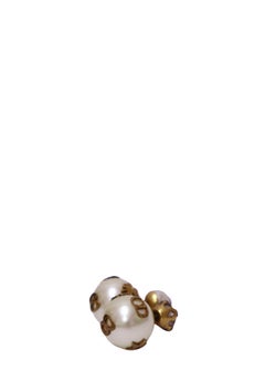 Christian Dior Lucky 8 Faux Pearl Stud Earrings