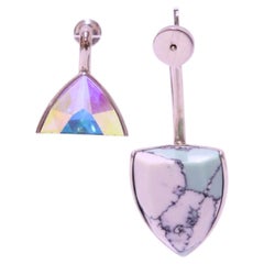 Christian Dior Asymmetrical Crystal & Stone Drop Earrings
