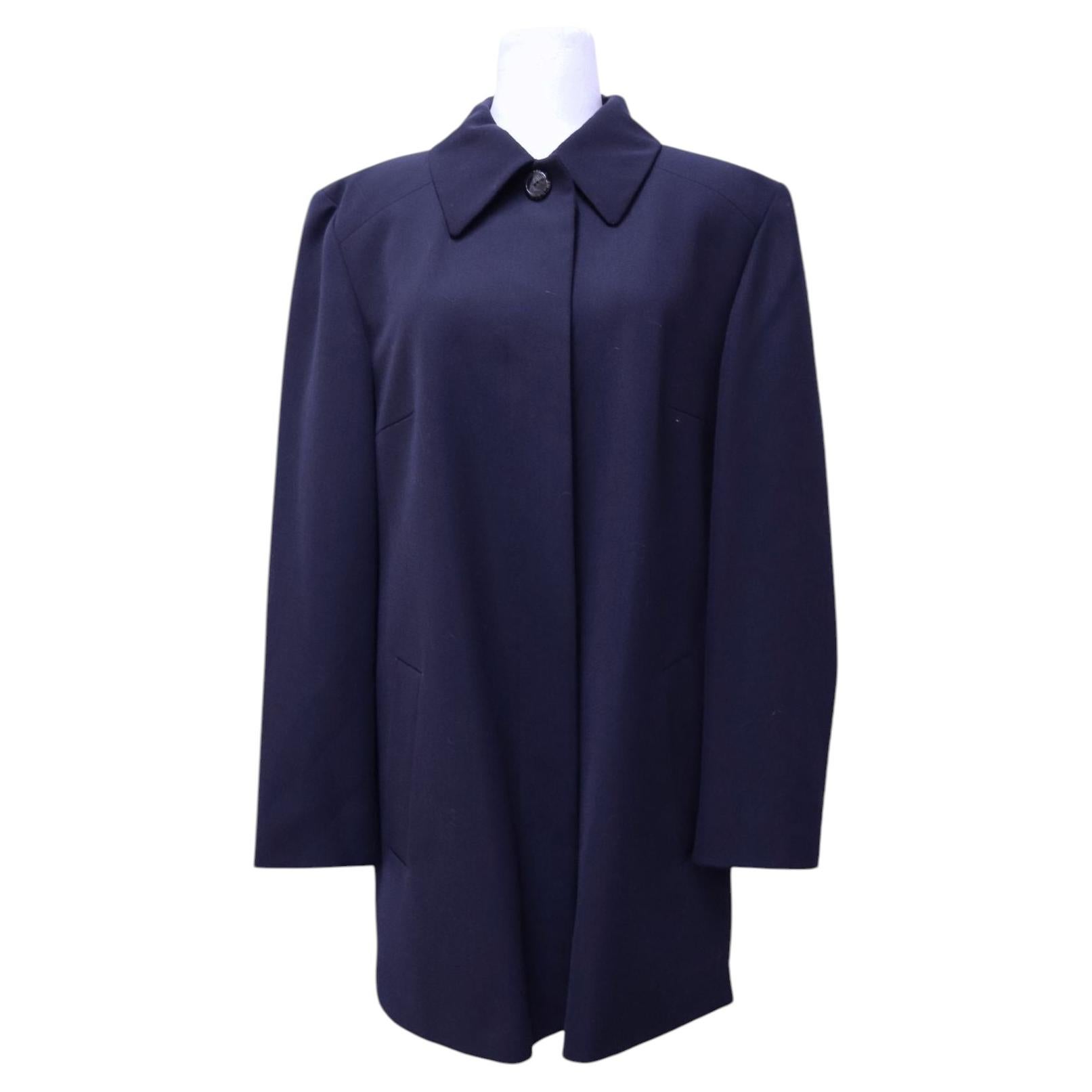 Pre-owned Givenchy Navy Single-button Longline Blazer Coat - Us 10 In Blue