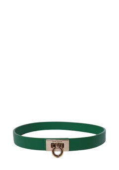 Salvatore Ferragamo Green Leather Gancini Wrap Bracelet