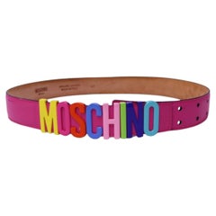 Moschino Multicolor Logo Leather Belt - IT 40