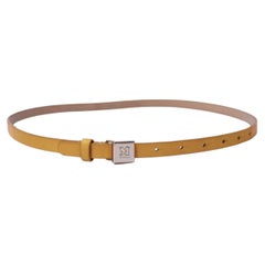 Missoni Mustard Yellow Leather Skinny Belt with Logo Buckle - EU 44